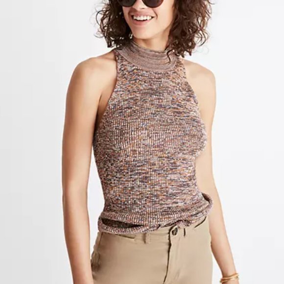 Madewell Tops - Madewell • Brown Marled Mock Neck Sweater Tank